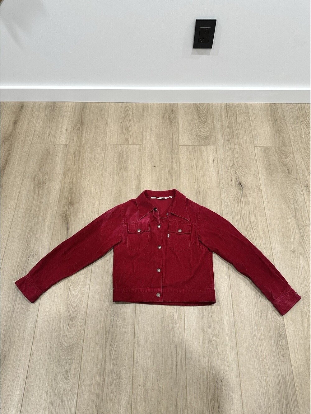 Levi's White Tab Big E Red Boho Hippie Corduroy Snap Jacket VTG 70’s Women's